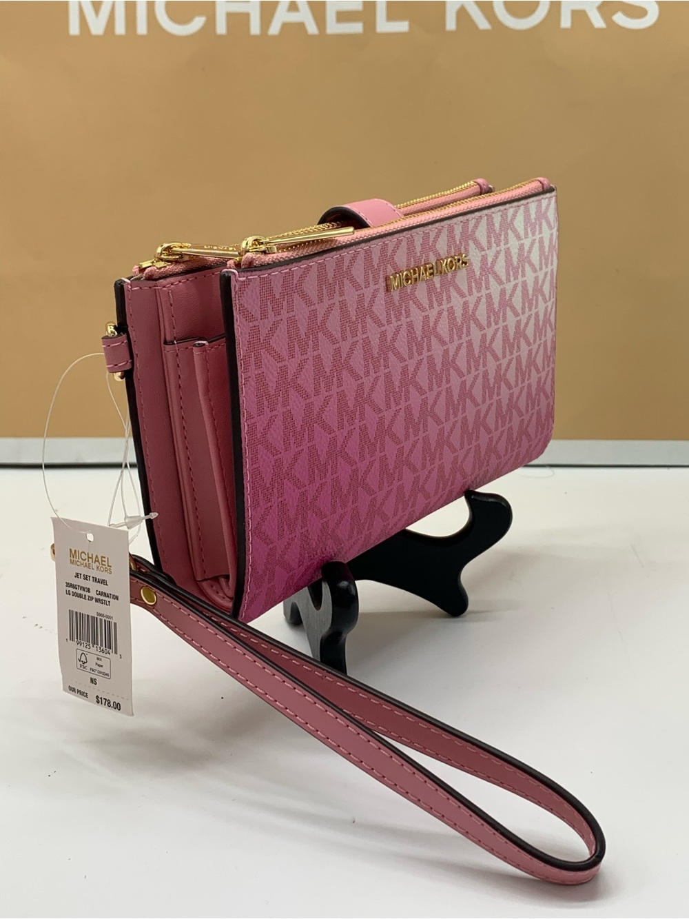 Michael Kors Cornation Ombré MK Logo Wristlet/ wallet with Gold Hardware - Picture 3 of 13
